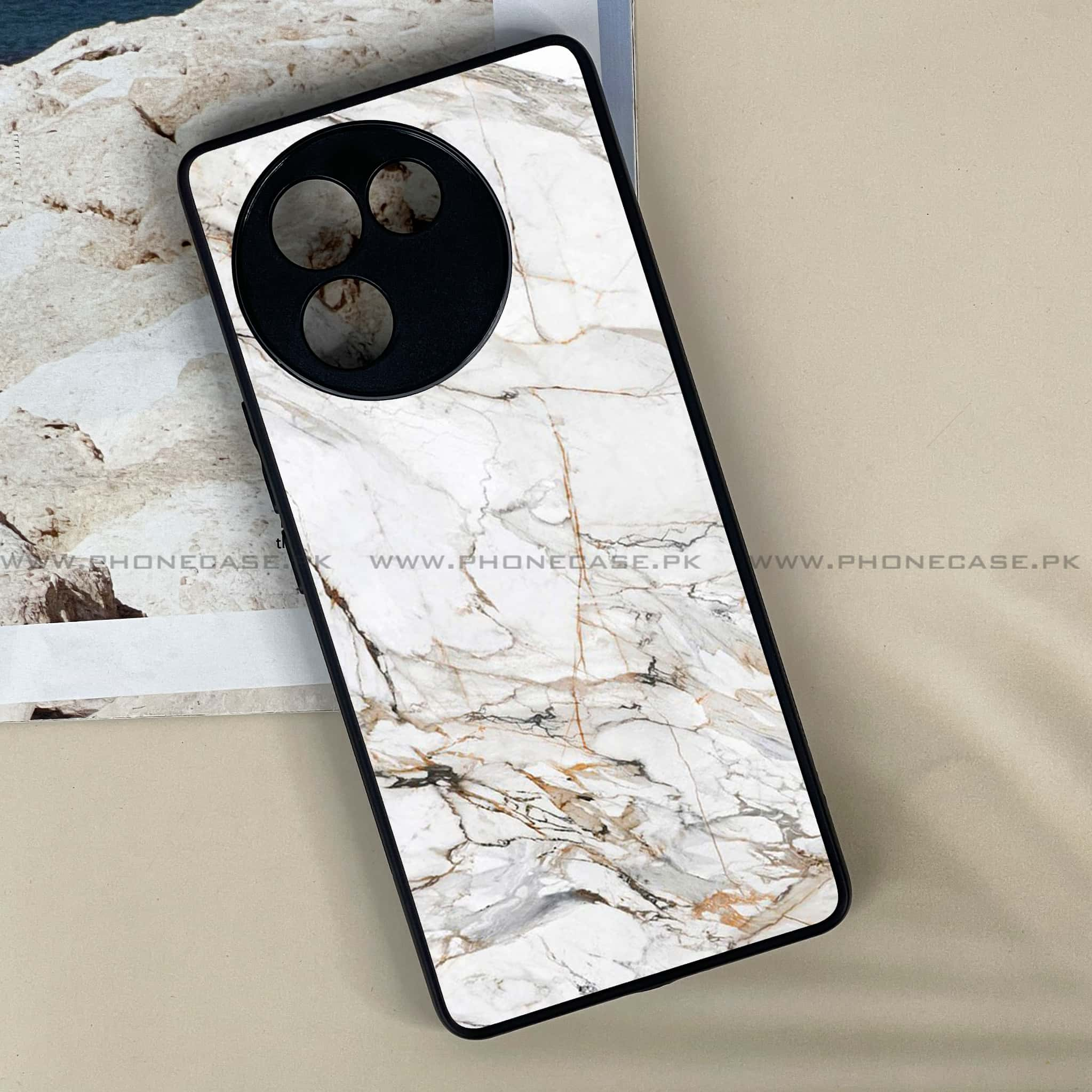 Vivo V30E - White Marble series - Premium Printed Metal soft Bumper shock Proof Case