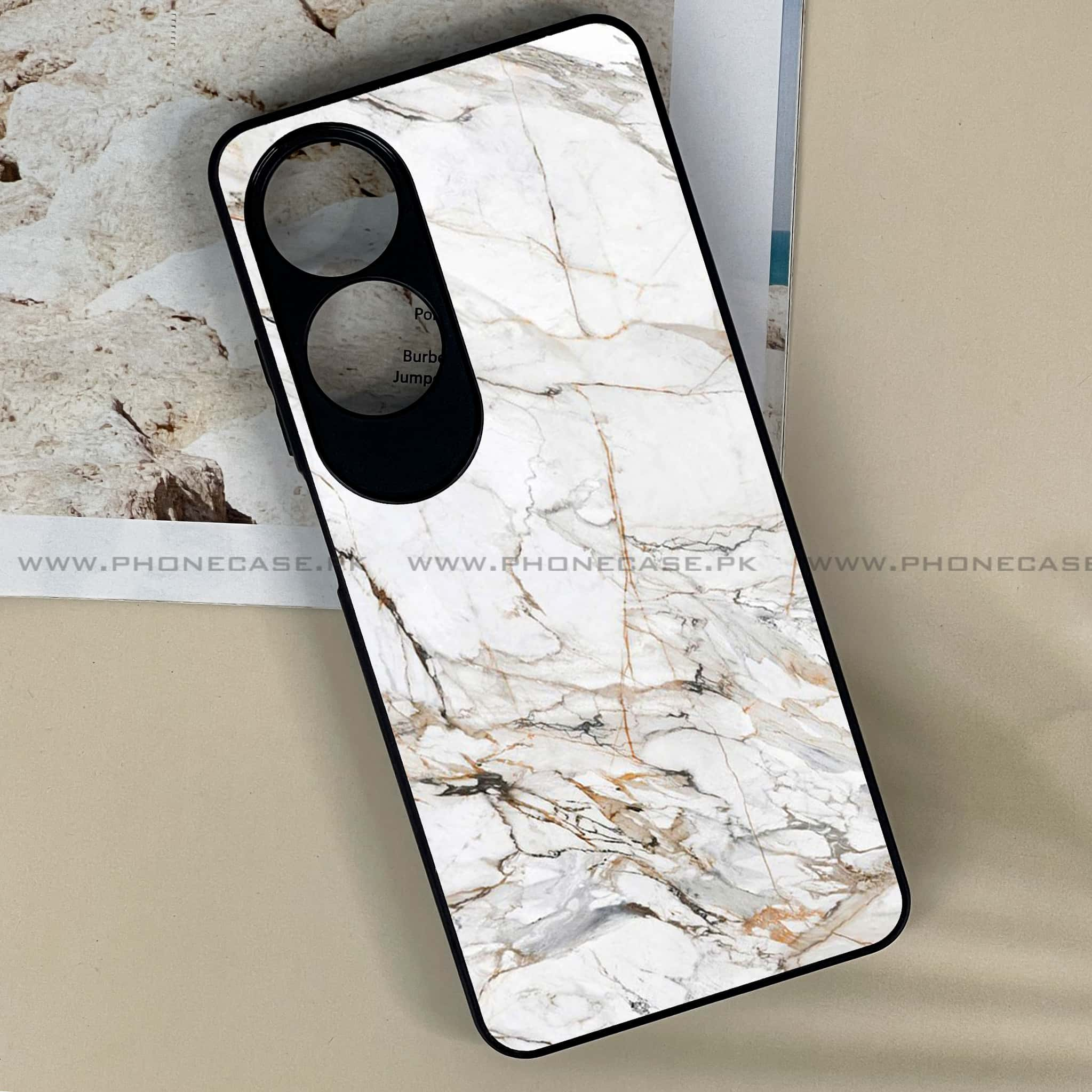 Oppo A60 - White Marble series - Premium Printed Metal soft Bumper shock Proof Case