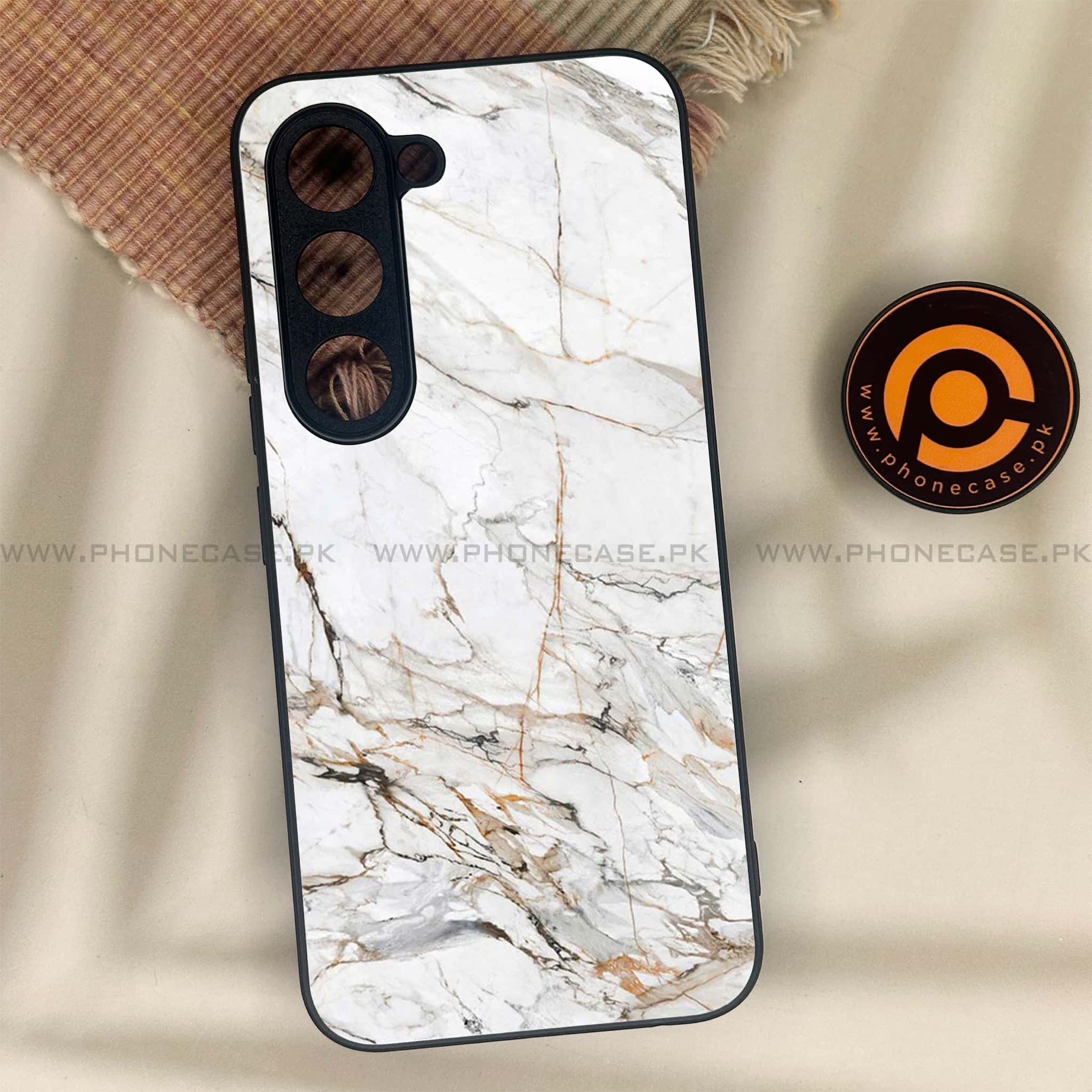 Tecno Spark 40 Pro - White Marble Series - Premium Metal Printed soft Bumper shock Proof Case