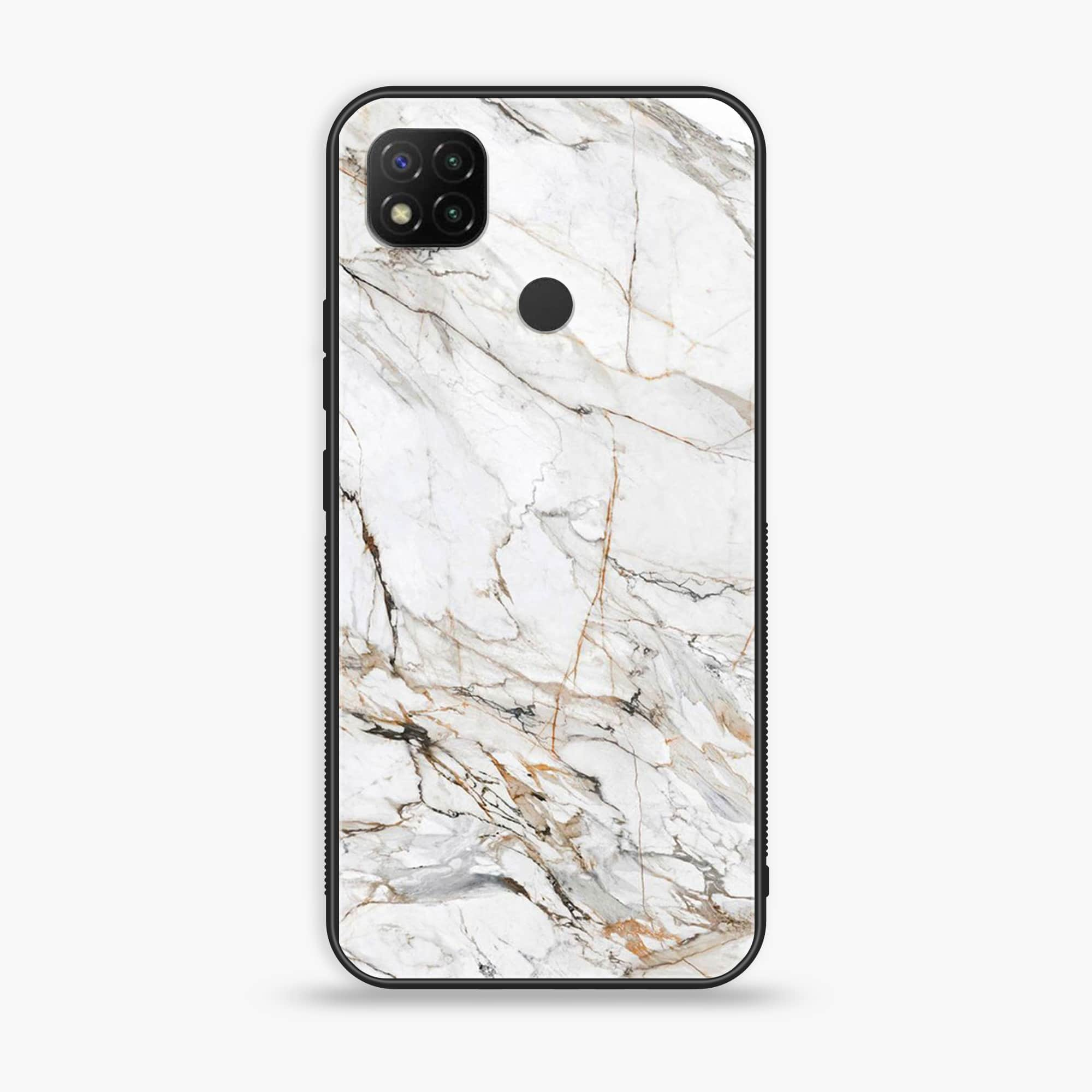 Xiaomi Redmi 10A - White Marble Series - Premium Printed Glass soft Bumper shock Proof Case