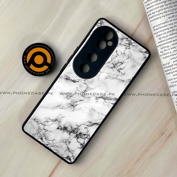 Vivo V40 - White Marble Design 7 - Premium Printed Glass soft Bumper shock Proof Case CS-19184