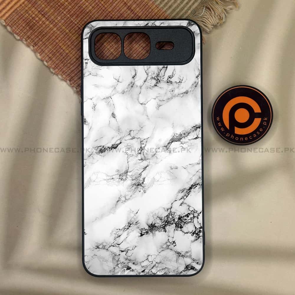 Infinix Smart 10 Plus - White Marble Series - Premium Metal Printed soft Bumper shock Proof Case