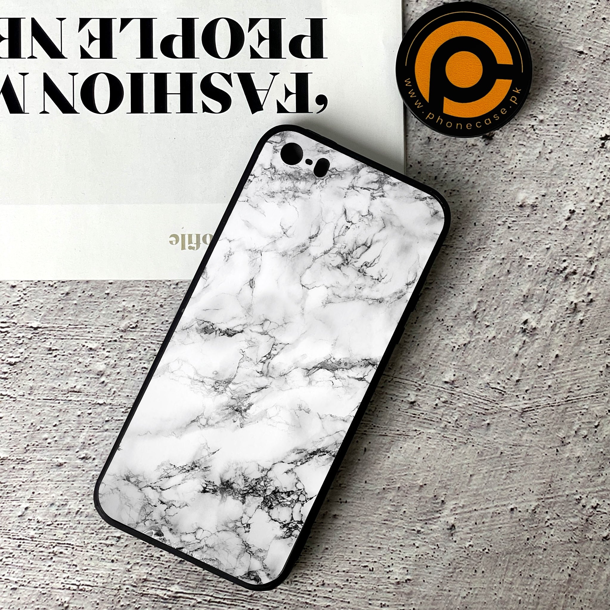 iPhone 5/5c/5s - White Marble series - Premium Printed Glass soft Bumper shock Proof Case