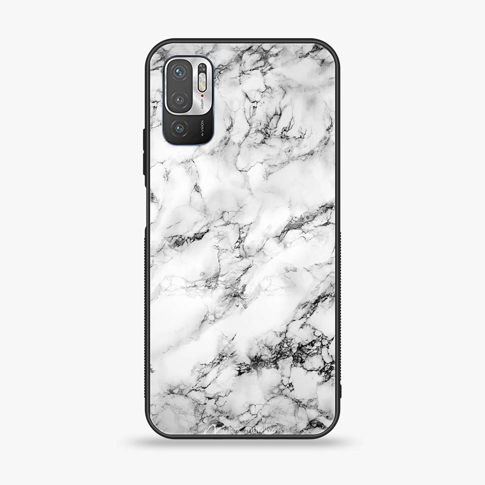 Xiaomi Redmi Note 10 5G - White Marble Series - Premium Printed Glass soft Bumper shock Proof Case