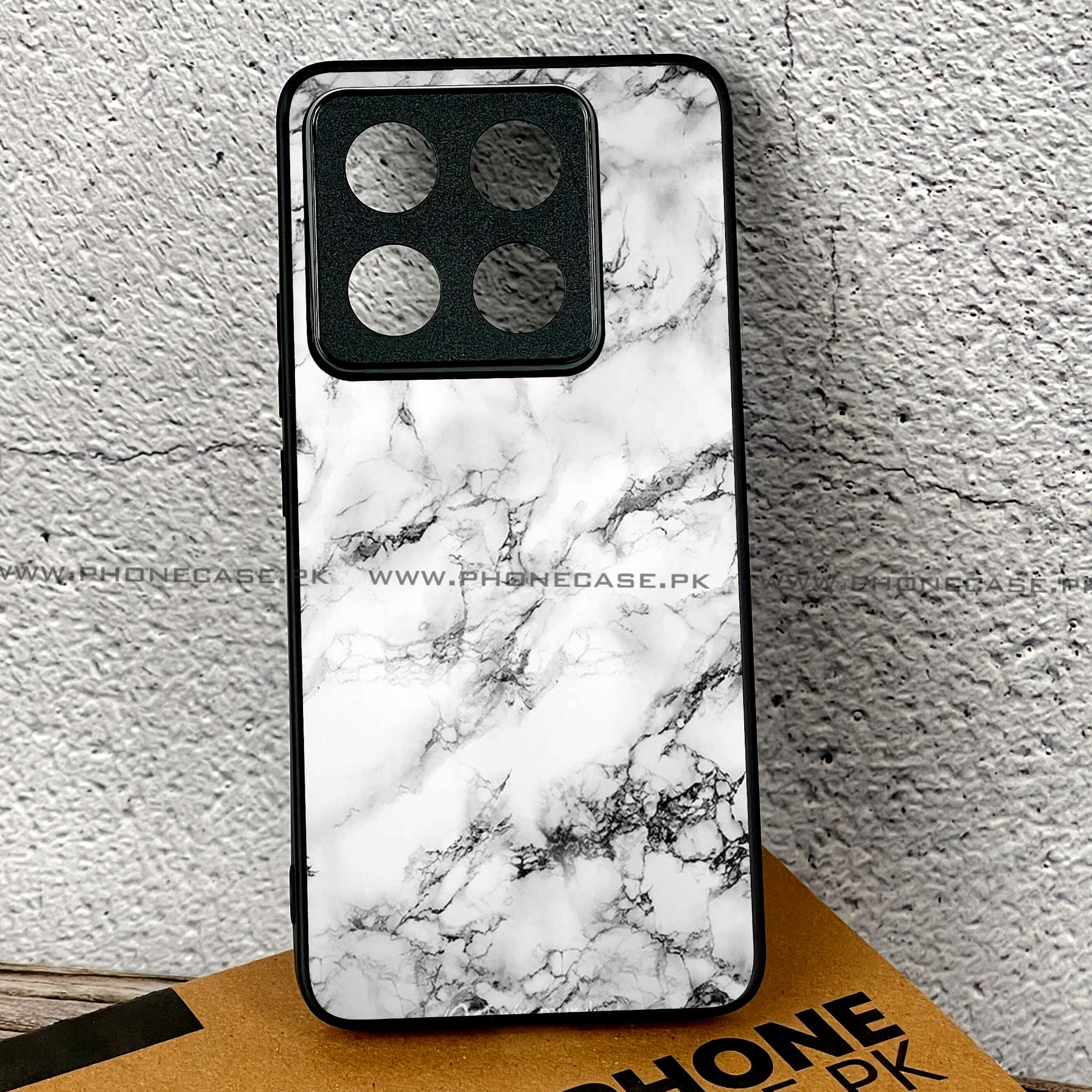 Xiaomi 14T - White Marble series - Premium Printed Glass soft Bumper shock Proof Case