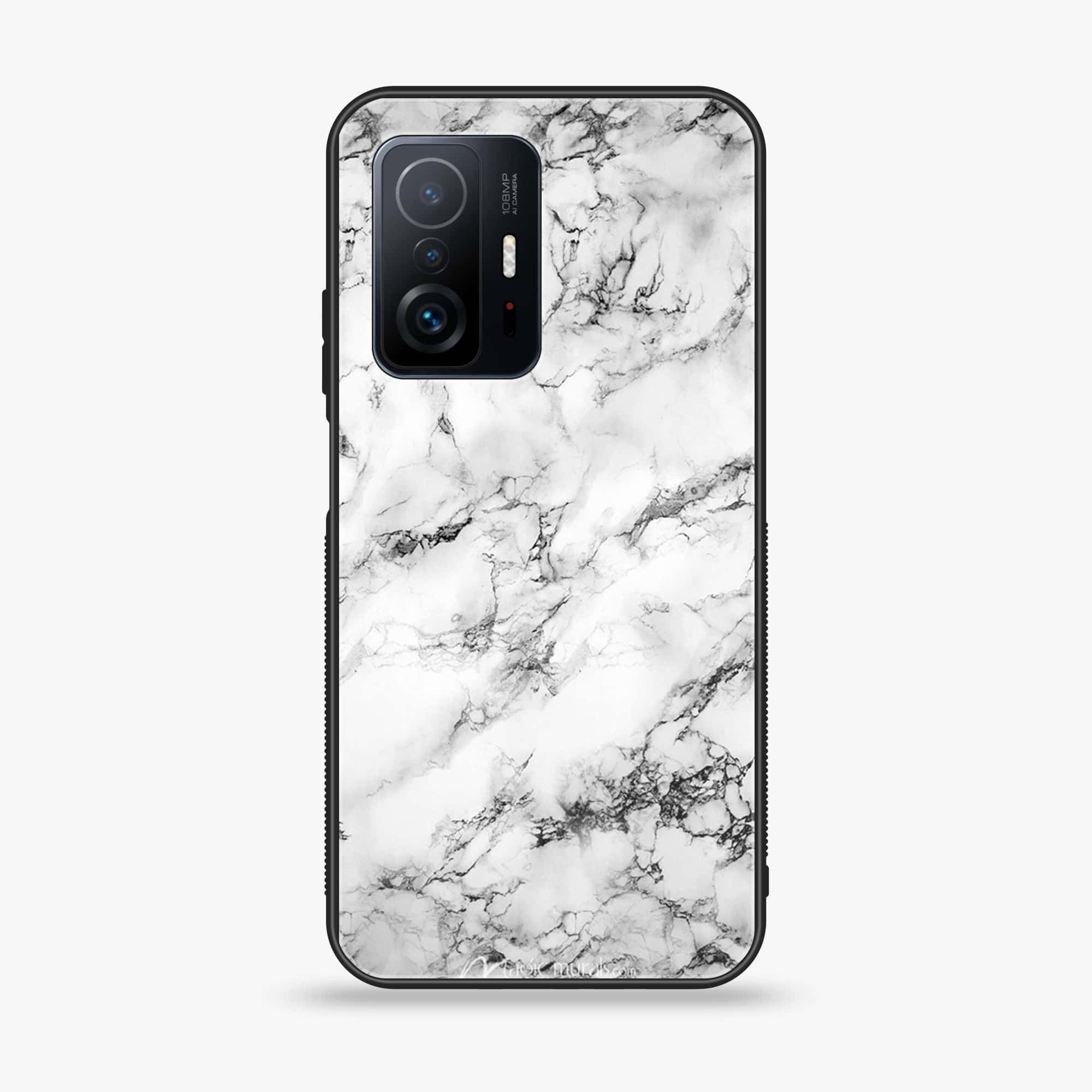 Xiaomi 11T - White Marble Series - Premium Printed Glass soft Bumper shock Proof Case