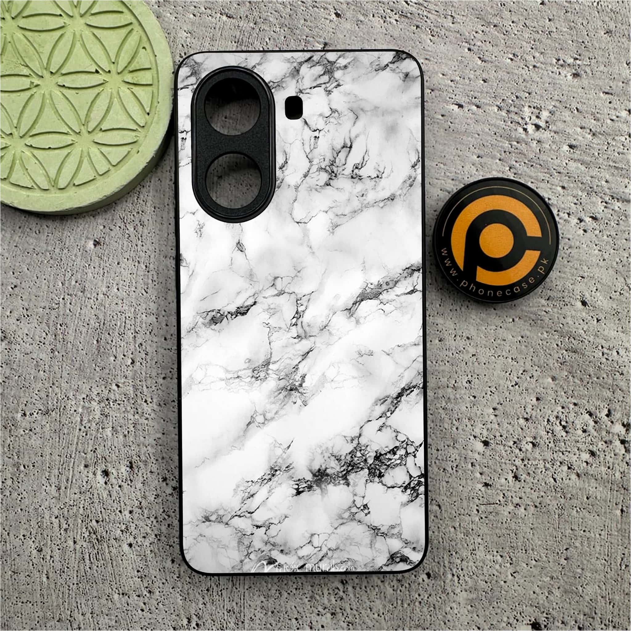 Xiaomi Redmi Turbo 4 - White Marble series - Premium Metal Printed soft Bumper shock Proof Case