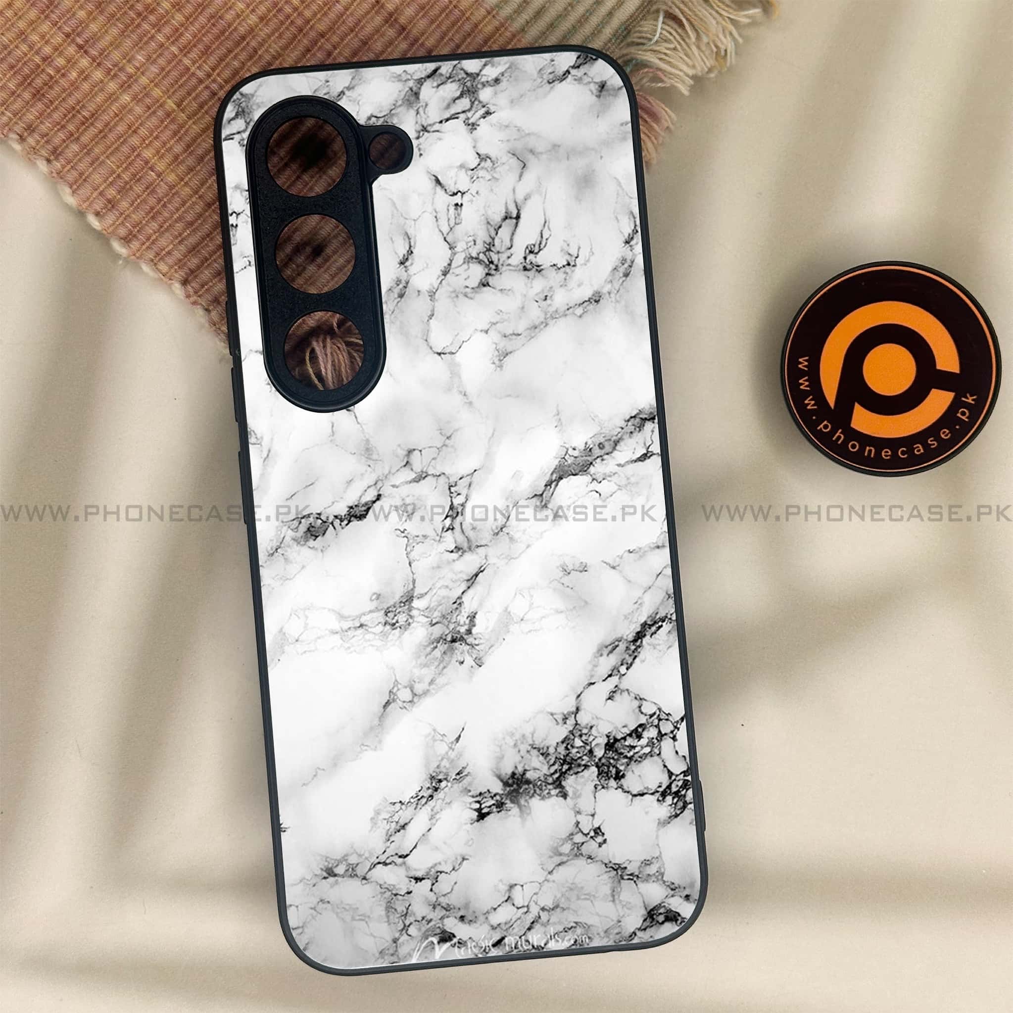Tecno Spark 40 Pro - White Marble Series - Premium Metal Printed soft Bumper shock Proof Case