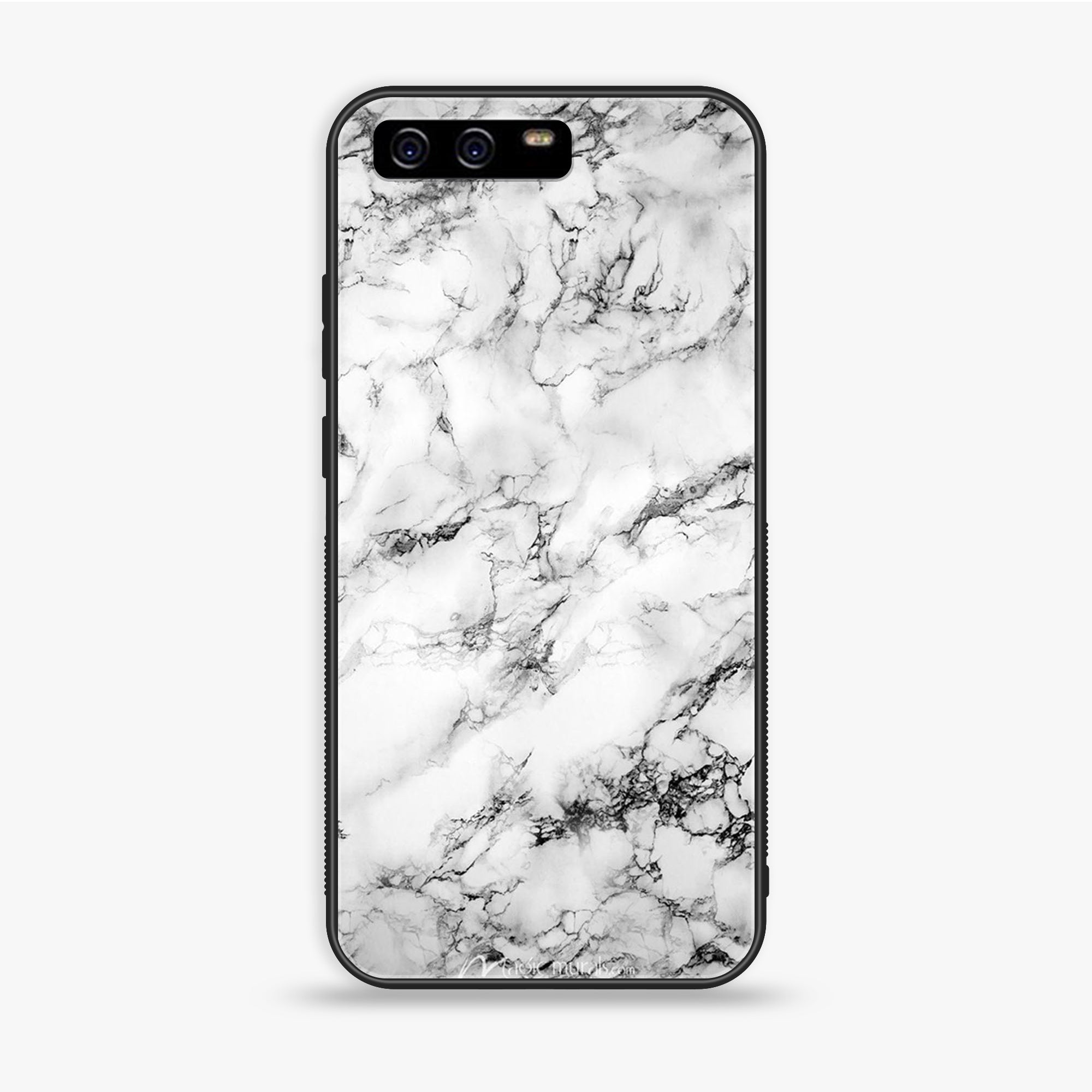 Huawei P10 Plus - White Marble Series - Premium Printed Glass Soft Bumper Shock Proof Case