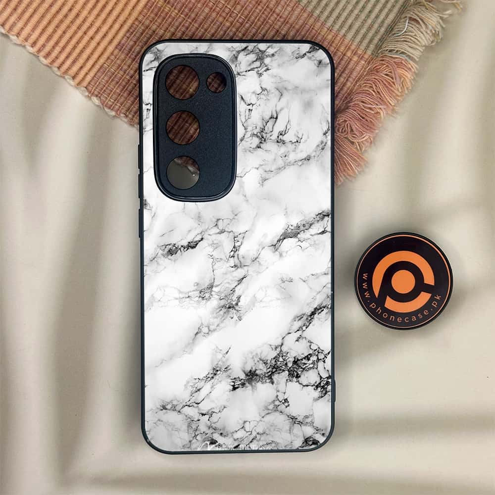 Tecno Spark 40 Pro Plus - White Marble Series - Premium Metal Printed soft Bumper shock Proof Case