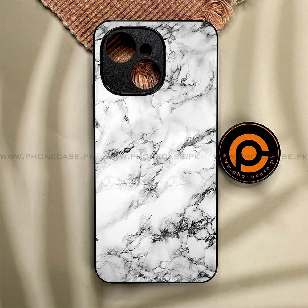 Tecno Spark 40C - White Marble Series - Premium Metal Printed soft Bumper shock Proof Case