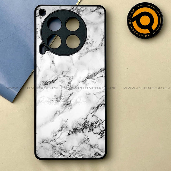 Tecno Camon 30 - White Marble Design 7 -  Premium Printed Metal soft Bumper shock Proof Case CS-18298