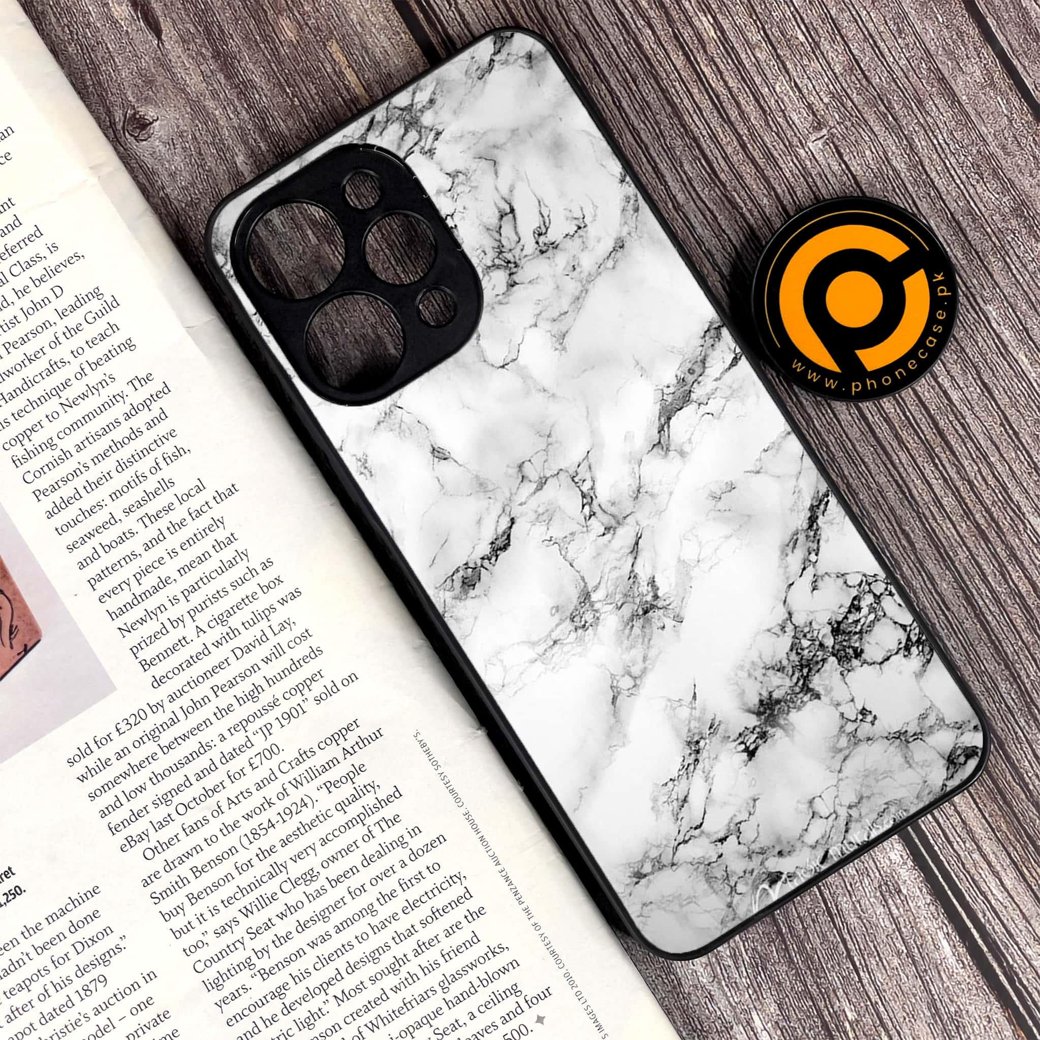 Xiaomi Redmi 12 - White Marble Series - Premium Printed Glass soft Bumper shock Proof Case