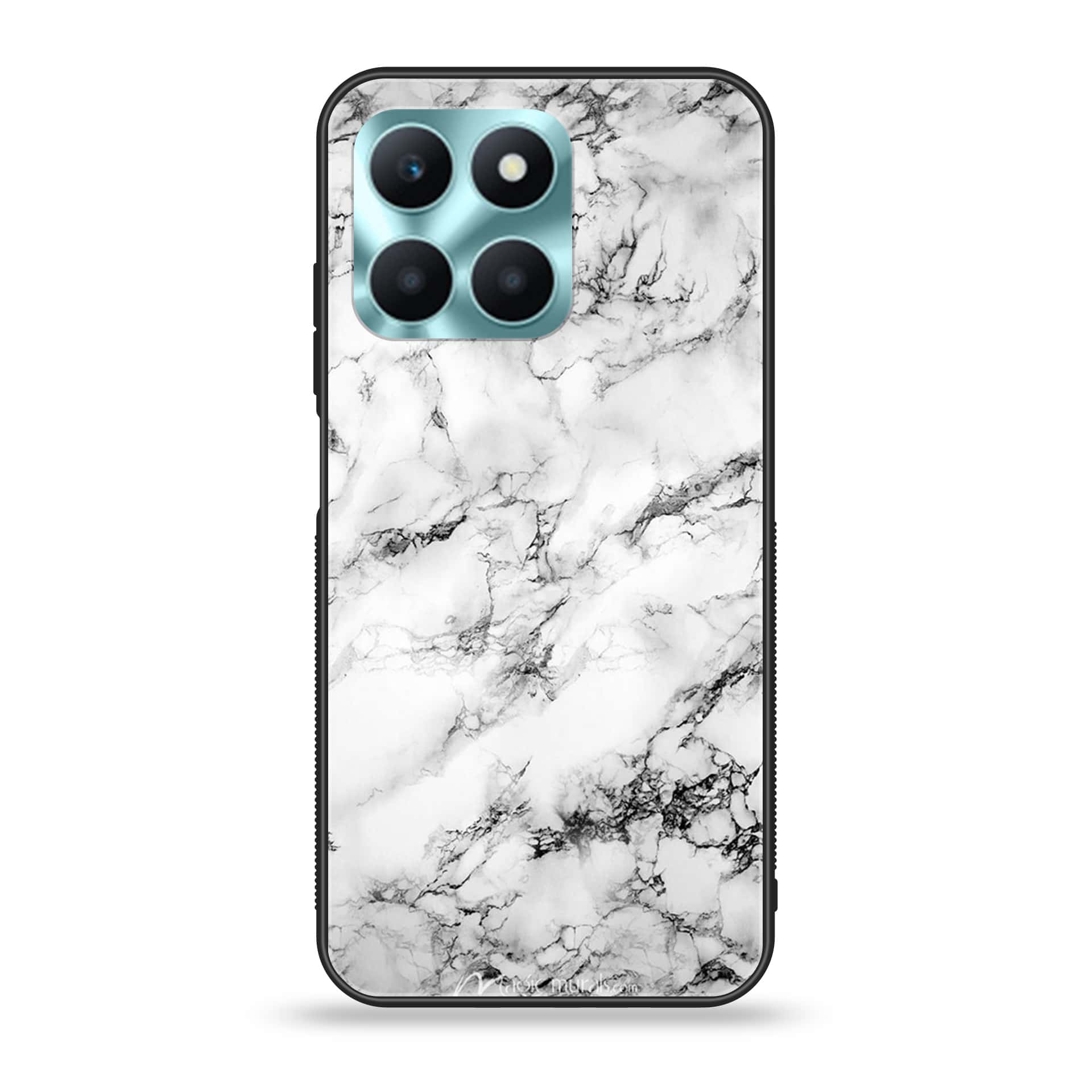 Honor X6a - White Marble Series - Premium Printed Glass soft Bumper shock Proof Case