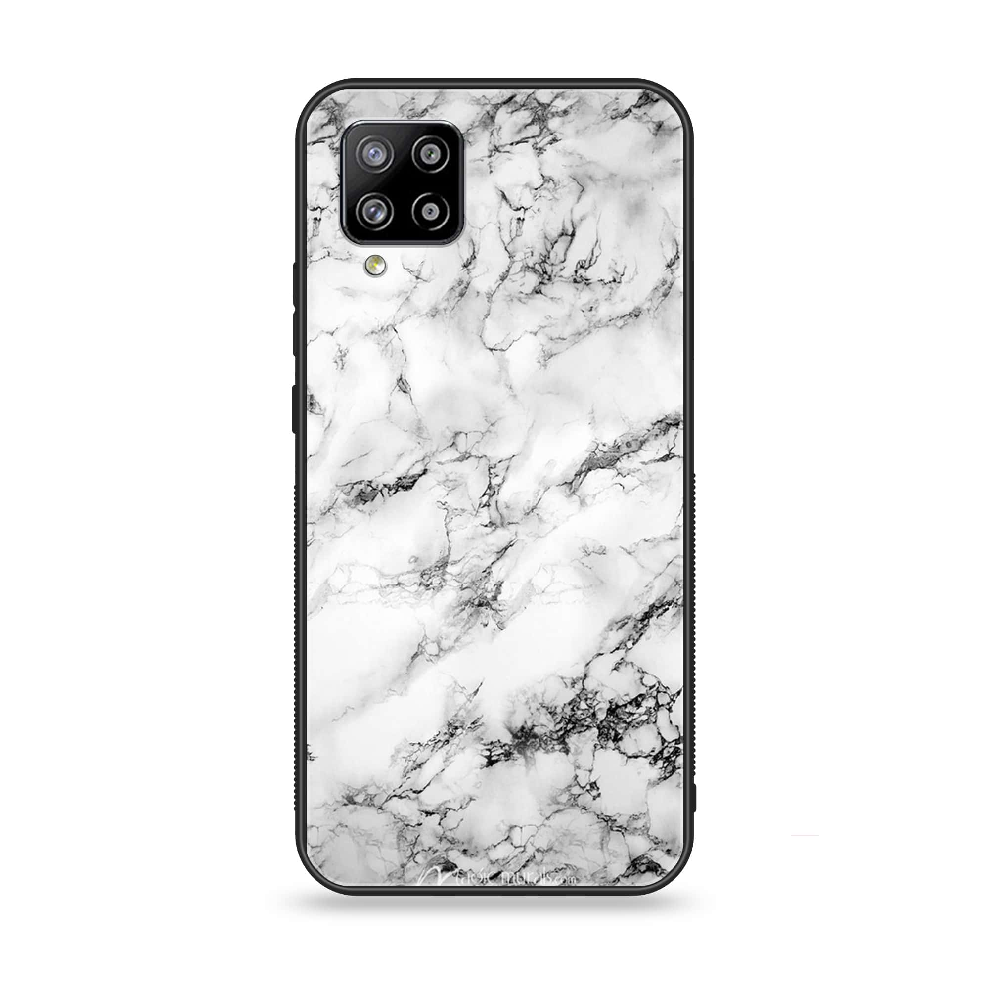 Samsung Galaxy A42 5G - White Marble Series - Premium Printed Glass soft Bumper shock Proof Case