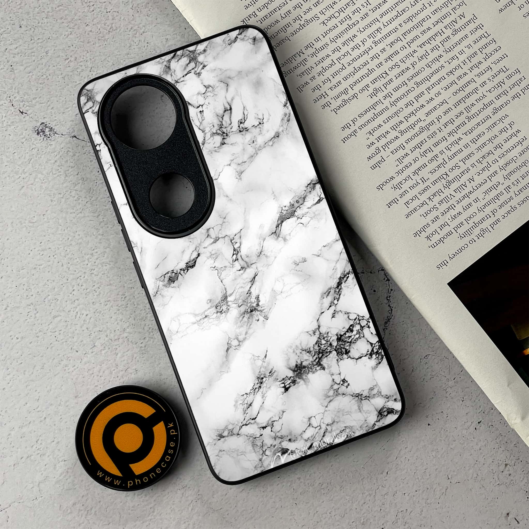 Vivo V50 -  White Marble series - Premium Metal Printed Soft Bumper Shockproof Case