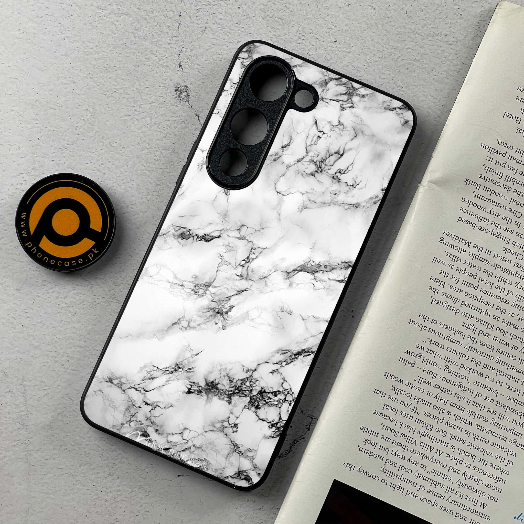 Vivo Y04 - White Marble series - Premium Metal Printed Soft Bumper Shockproof Case