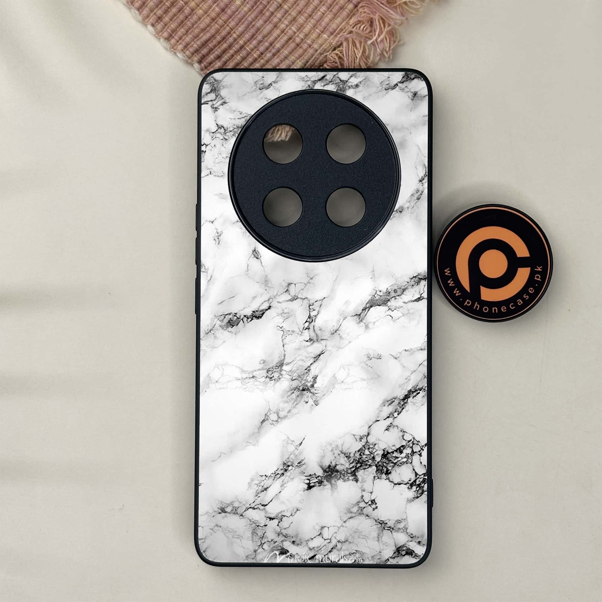 Honor X9c 5G - White Marble Series - Premium Metal Printed soft Bumper shock Proof Case