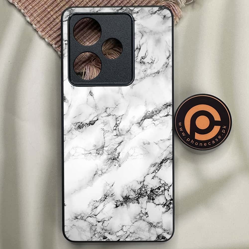 Realme GT 7 - White Marble Series - Premium Metal Printed soft Bumper shock Proof Case