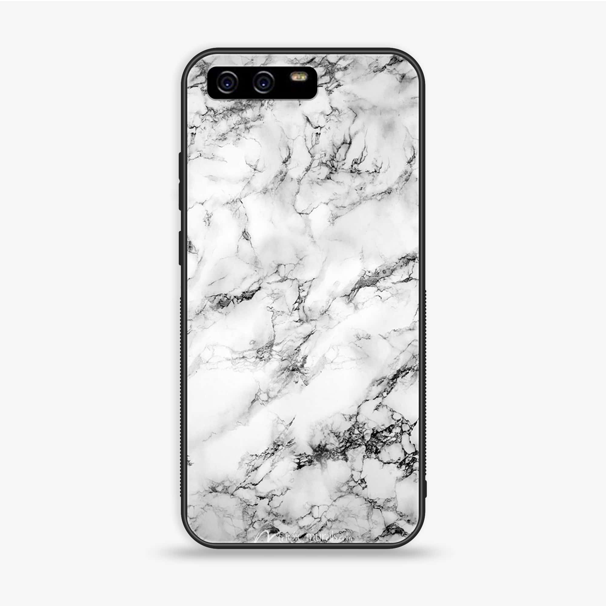 Huawei P10 - White Marble Series - Premium Printed Glass soft Bumper shock Proof Case