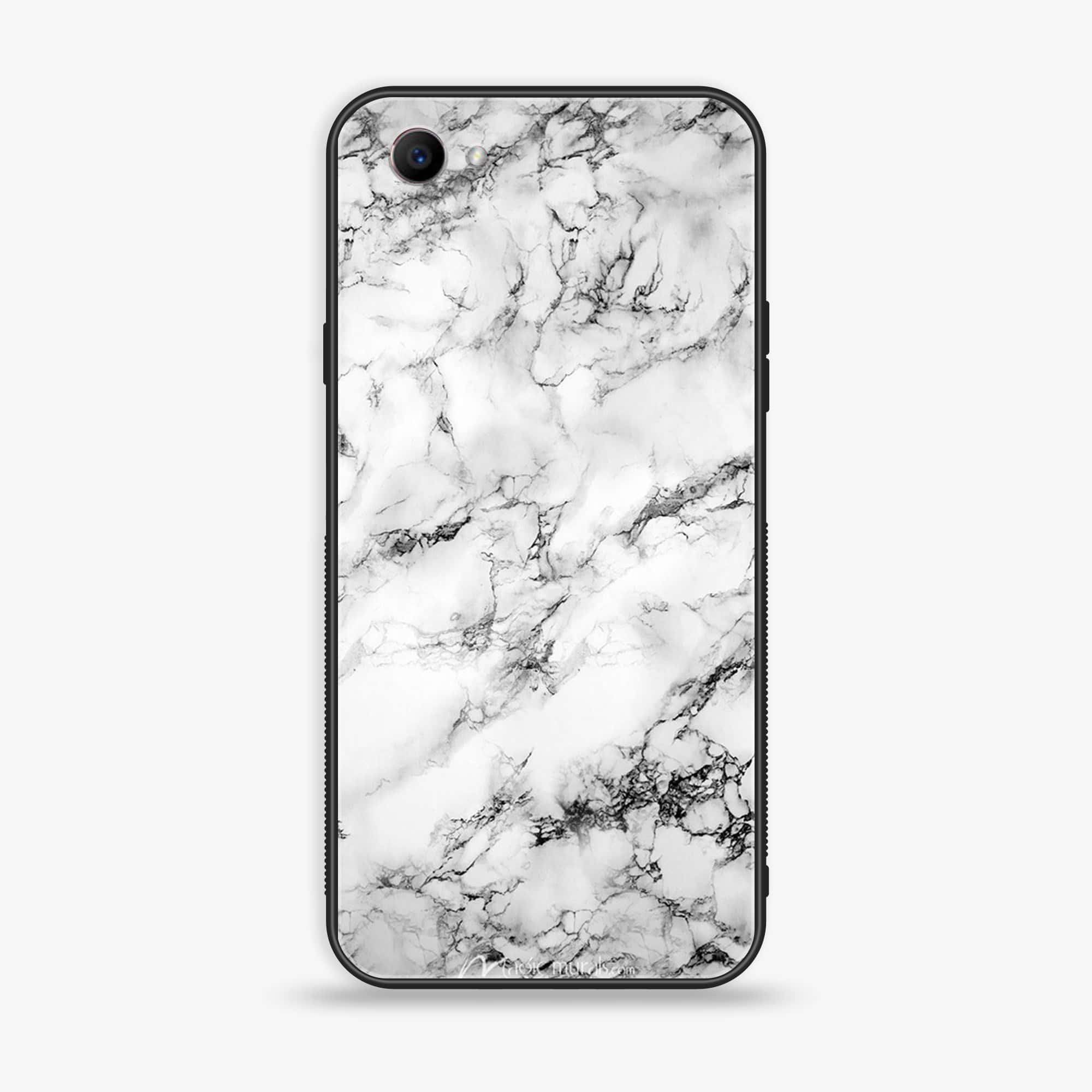 Oppo F7 Youth - White Marble series - Premium Printed Glass soft Bumper shock Proof Case