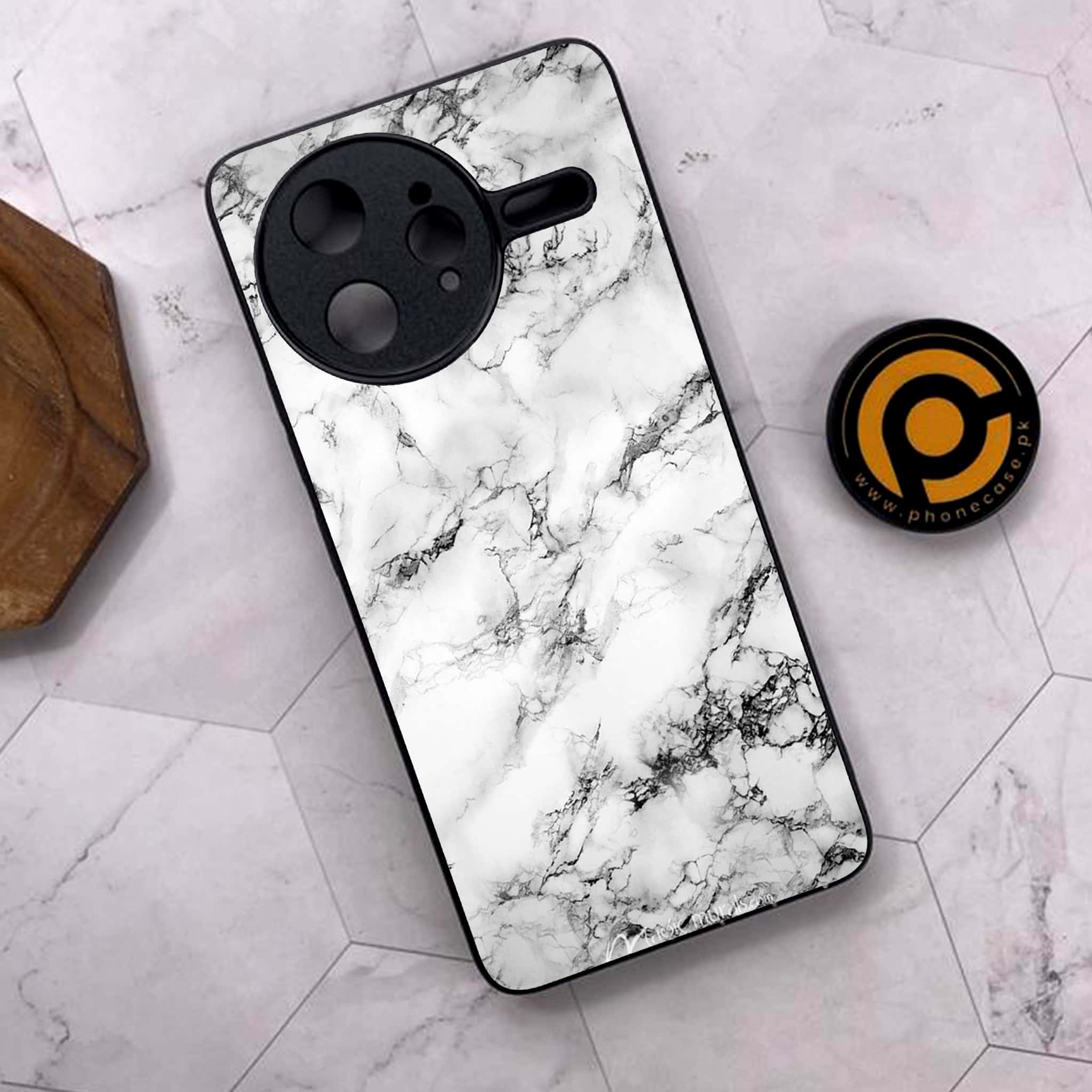 Xiaomi Poco F7 Ultra 5G - White Marble Series - Premium Metal Printed soft Bumper shock Proof Case