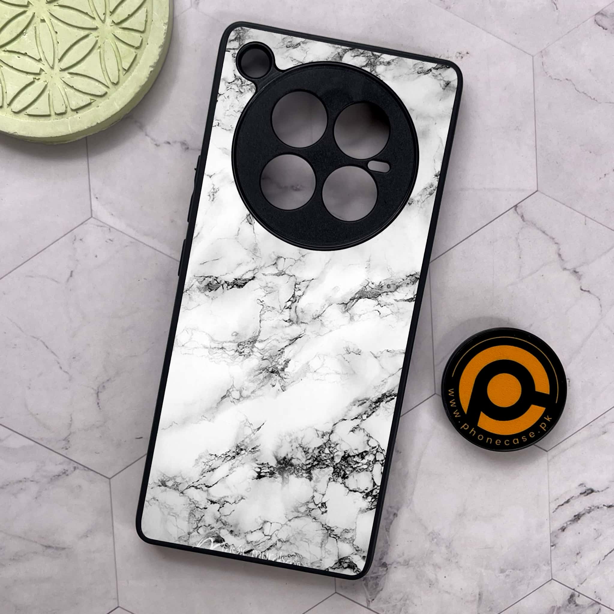 Infinix Zero 40 5G - White Marble Series - Premium Metal Printed soft Bumper shock Proof Case