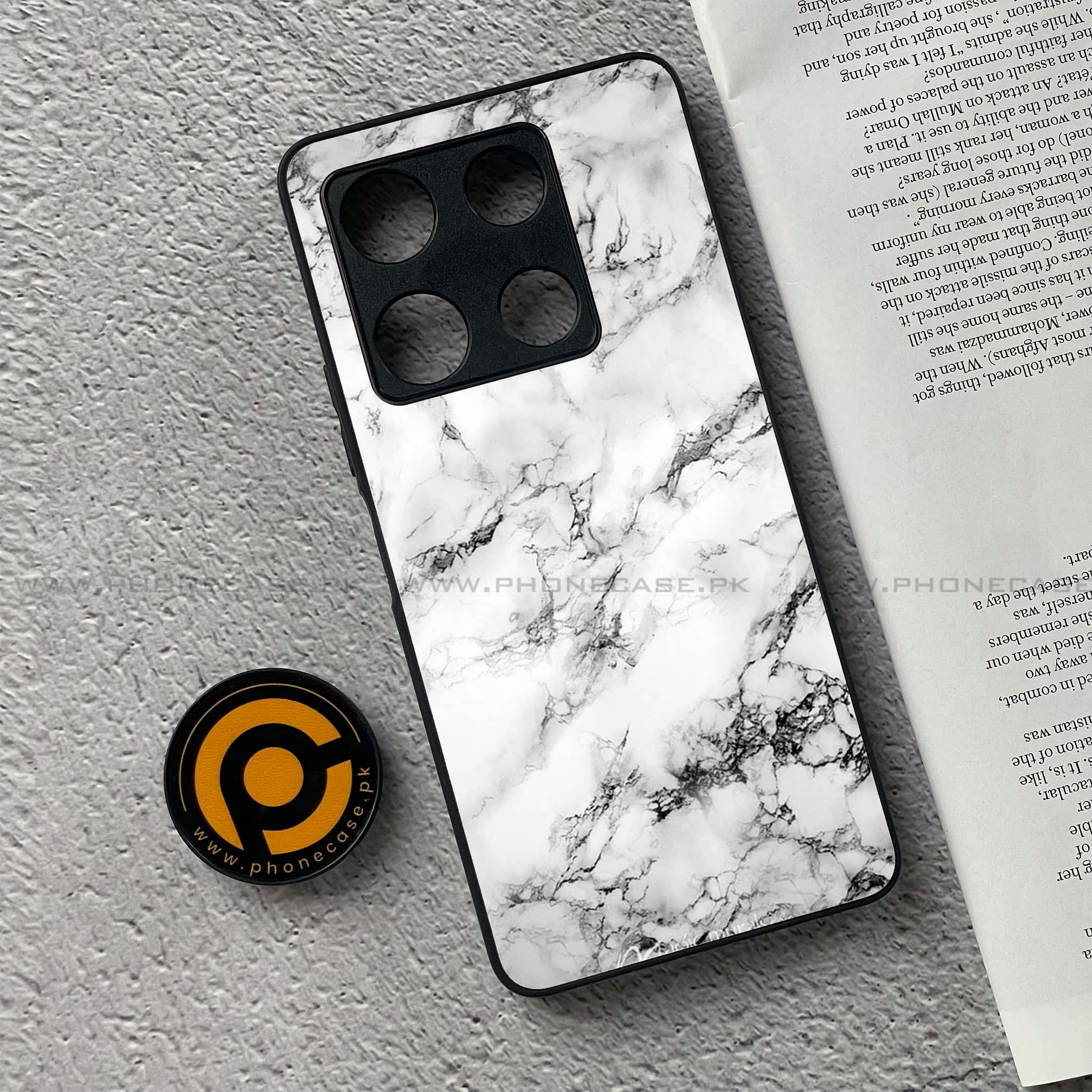 Infinix Note 30 Pro - White Marble Series - Premium Metal Printed soft Bumper shock Proof Case