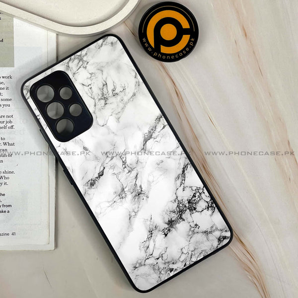 Galaxy A32 - White Marble Series  Design 7 - Premium Printed Glass soft Bumper shock Proof Case CS-23178