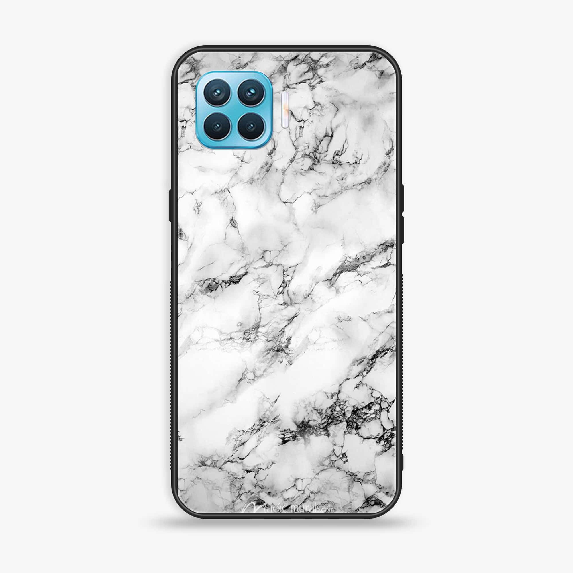 Oppo F17 - White Marble Series - Premium Printed Glass soft Bumper shock Proof Case