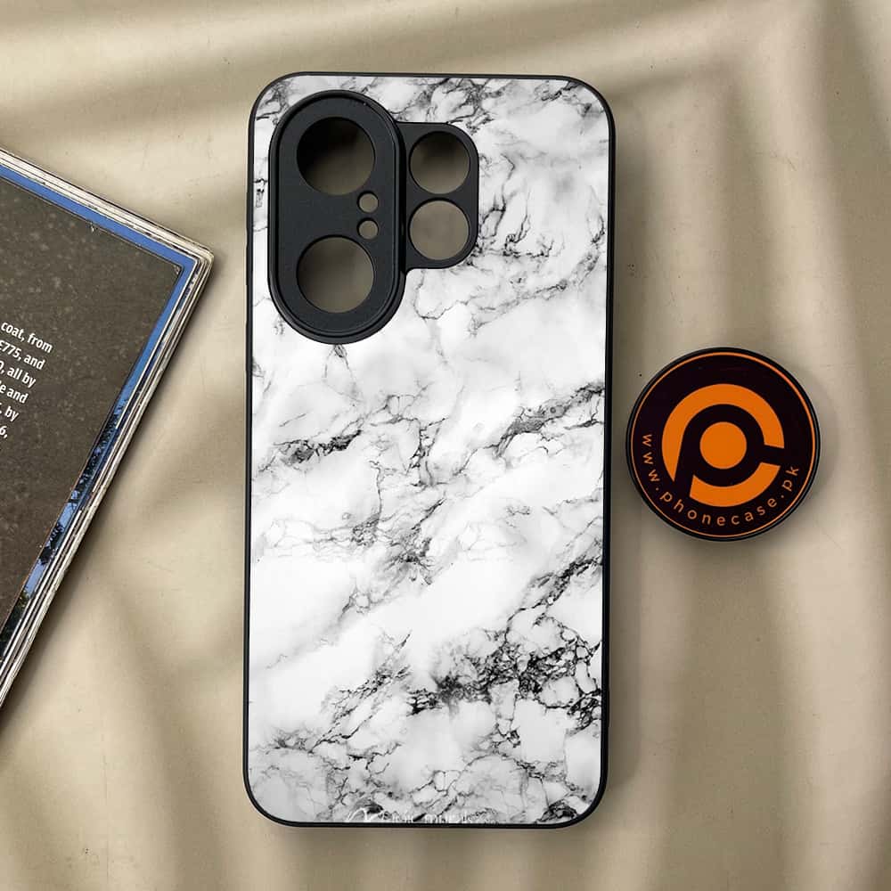 Vivo X200 FE - White Marble series - Premium Metal Printed soft Bumper Shock Proof Case