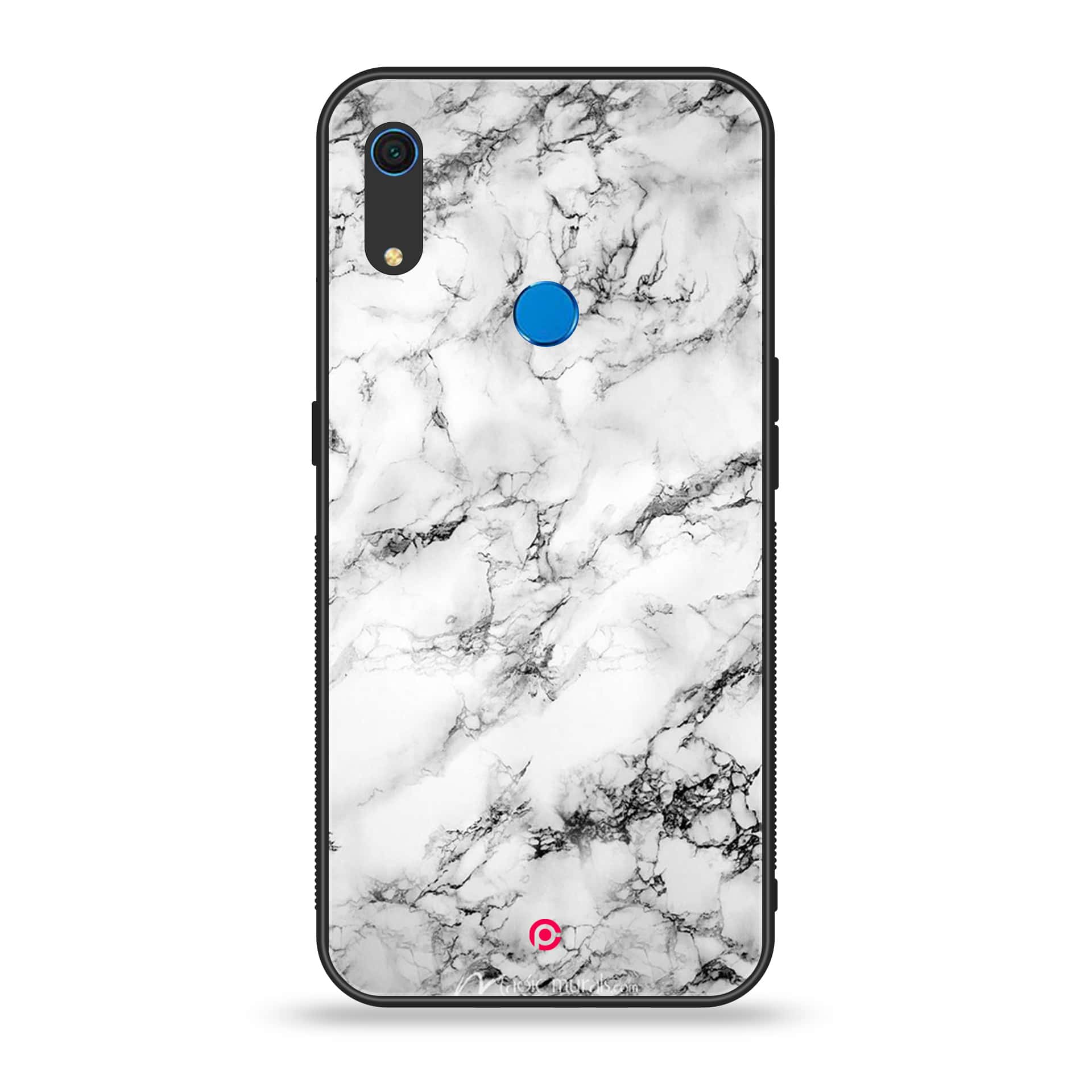 Huawei Y6s - White Marble Series - Premium Printed Metal soft Bumper shock Proof Case