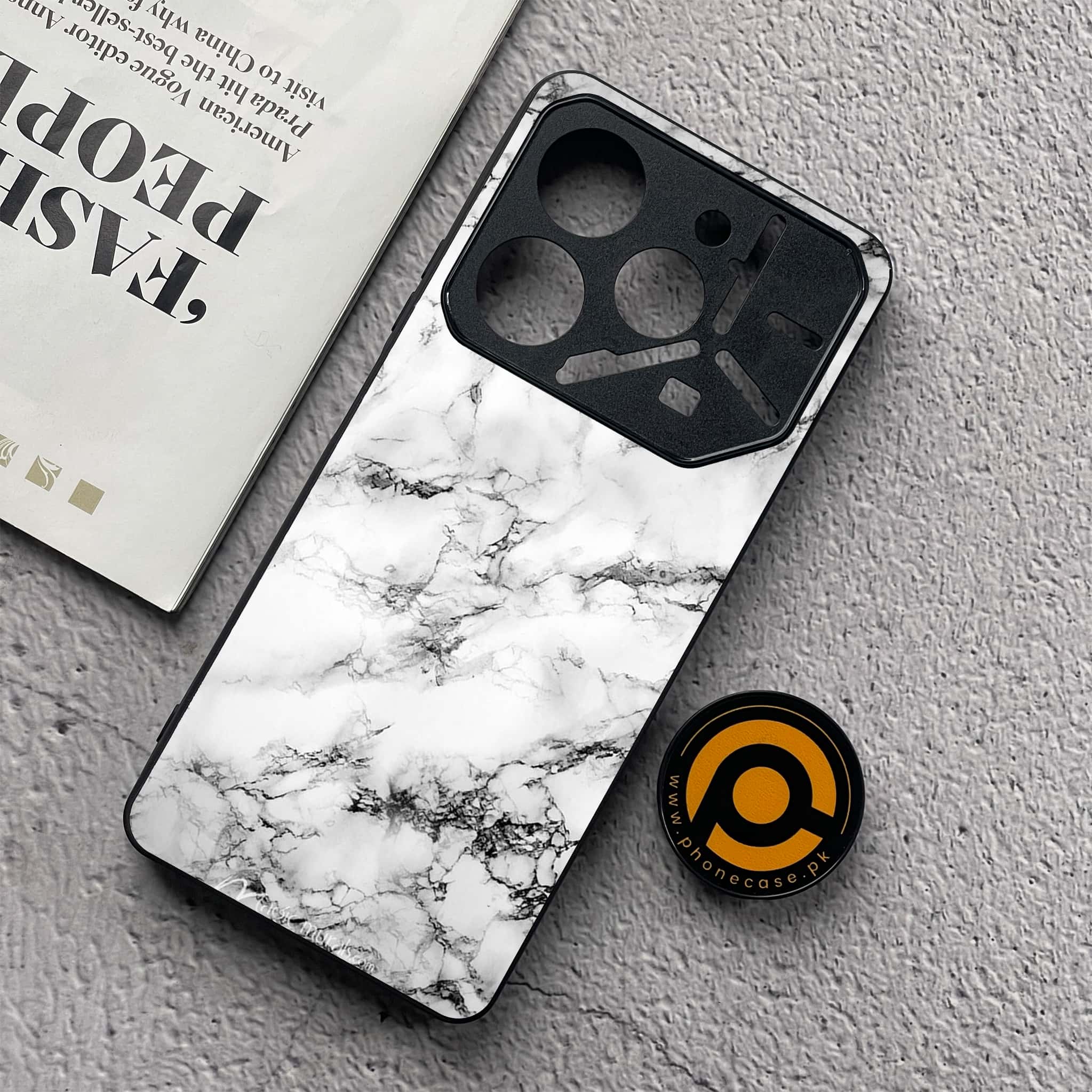 Tecno Pova 6 Neo - White Marble Series - Premium Metal  Printed soft Bumper shock Proof Case