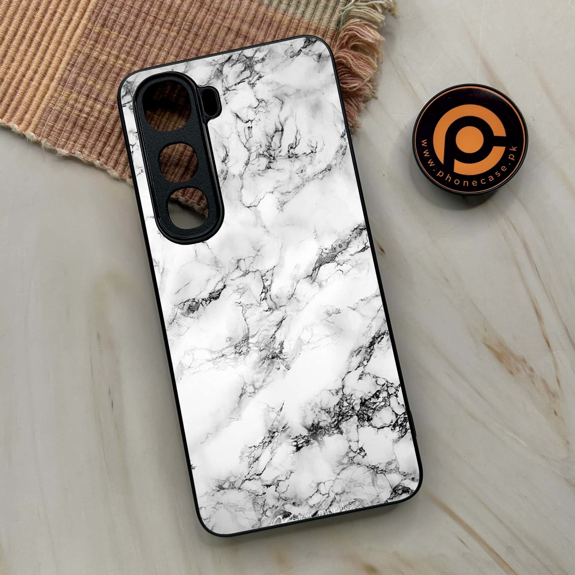 Vivo Y400 - White Marble series - Premium Metal Printed soft Bumper shock Proof Case