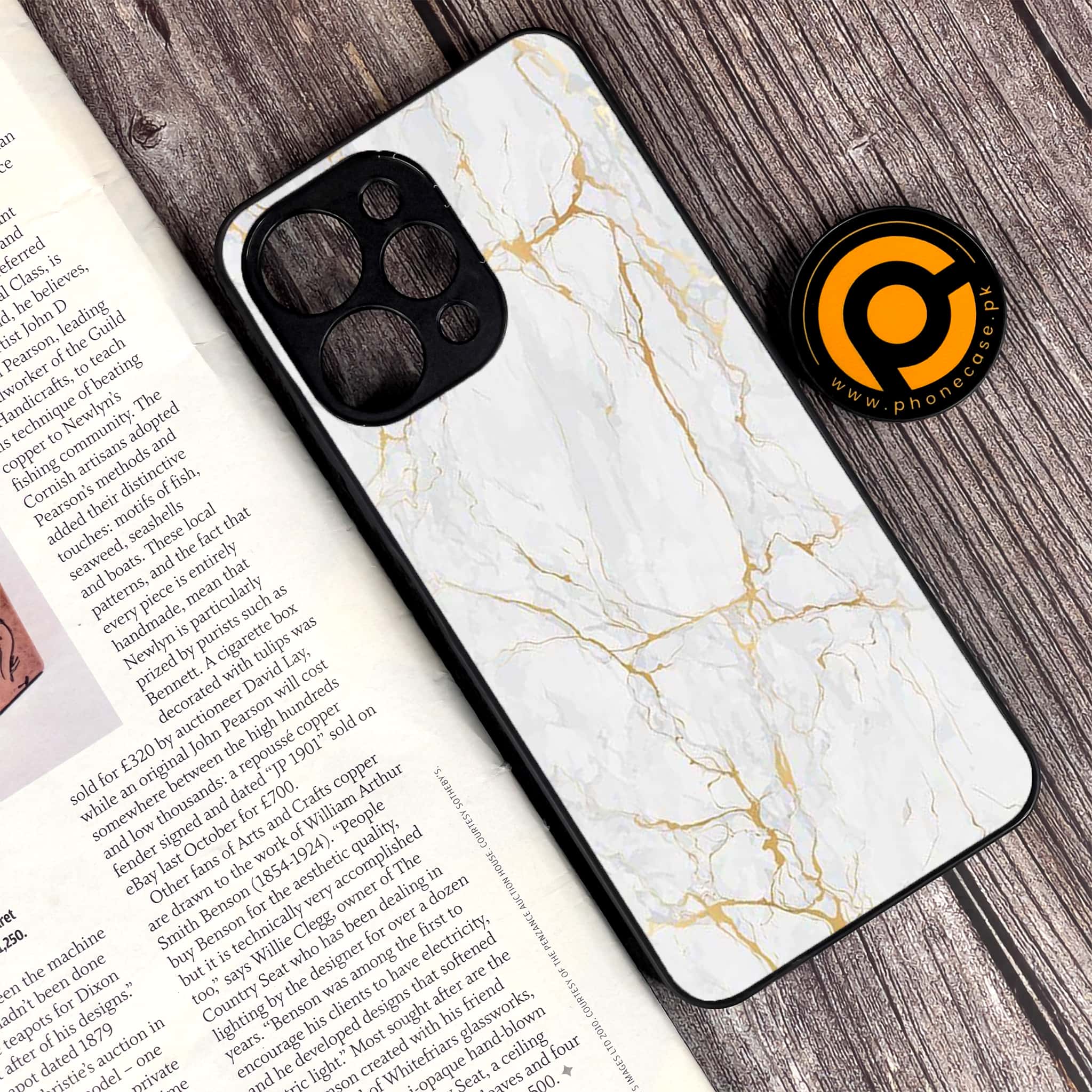 Xiaomi Redmi 12 - White Marble Series - Premium Printed Glass soft Bumper shock Proof Case