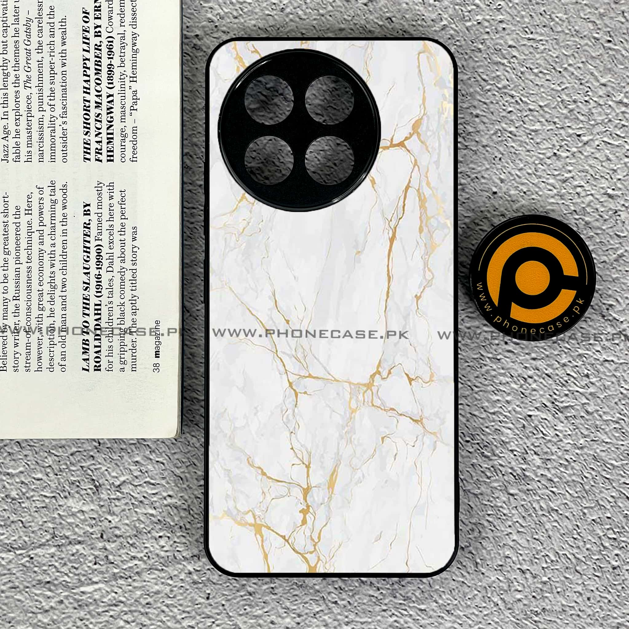 Tecno Spark 30 Pro - White Marble series - Premium Printed Glass soft Bumper shock Proof Case