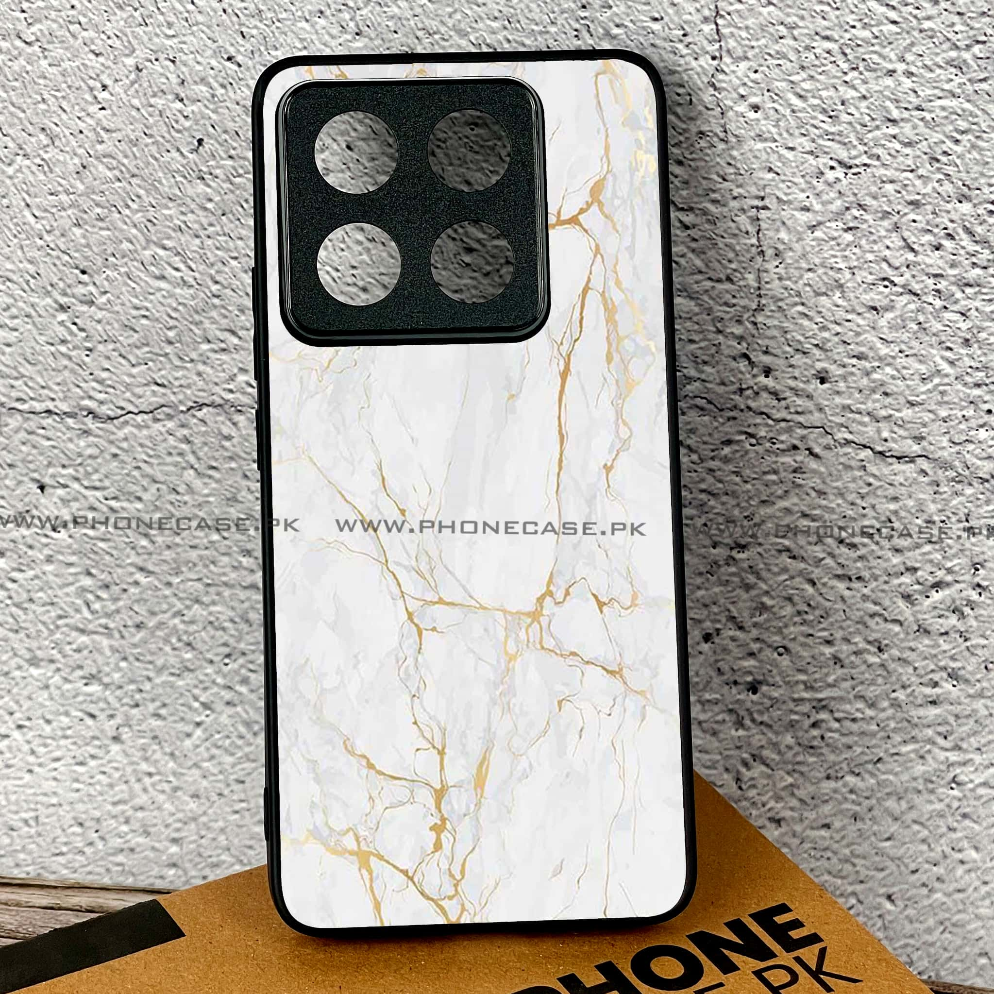 Xiaomi 14T - White Marble series - Premium Printed Glass soft Bumper shock Proof Case