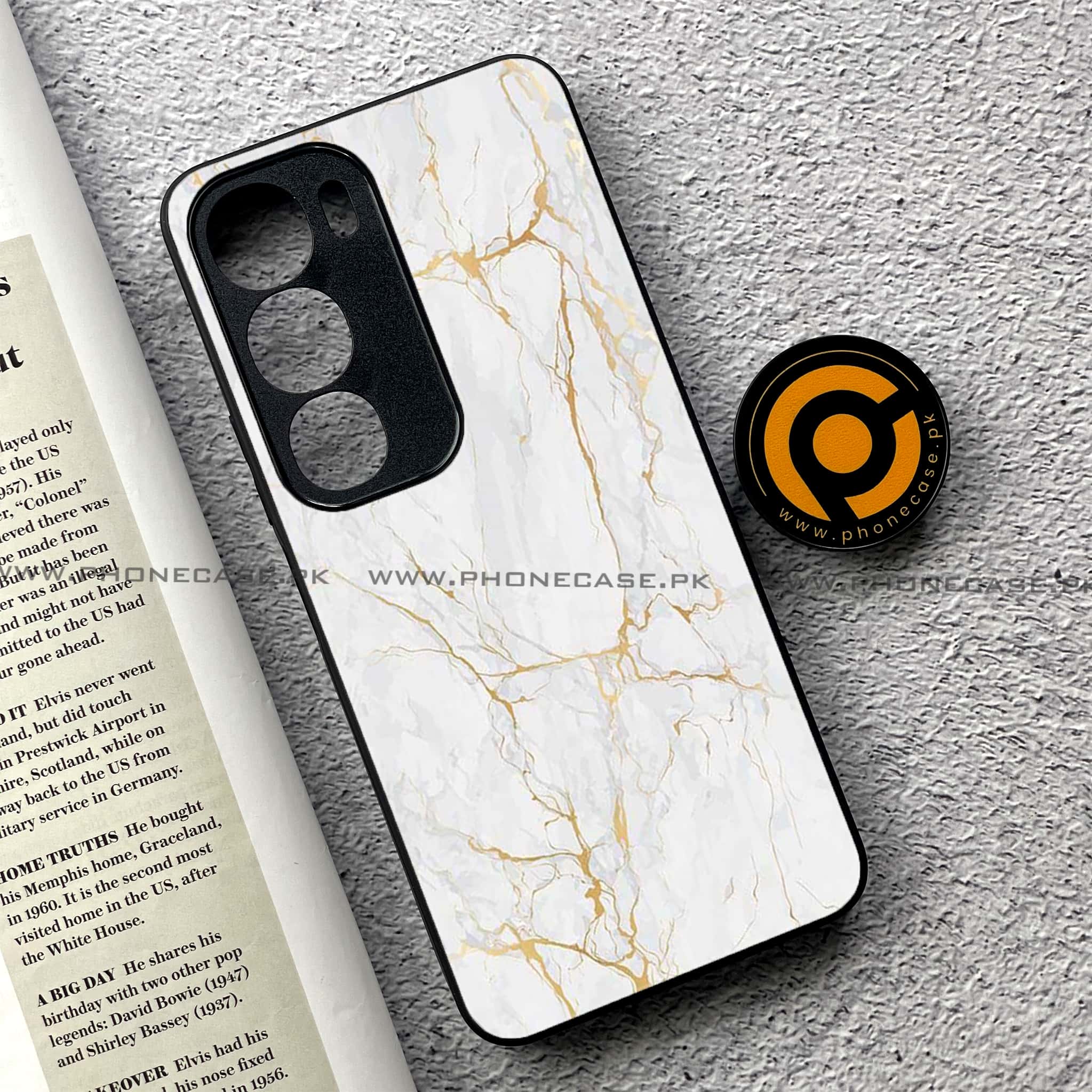 Vivo Y19s Pro - White Marble Series - Premium Metal Printed soft Bumper shock Proof Case