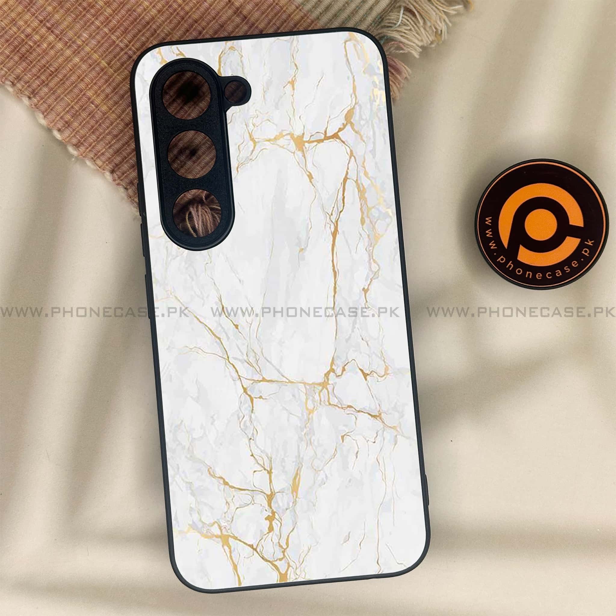 Tecno Spark 40 Pro - White Marble Series - Premium Metal Printed soft Bumper shock Proof Case