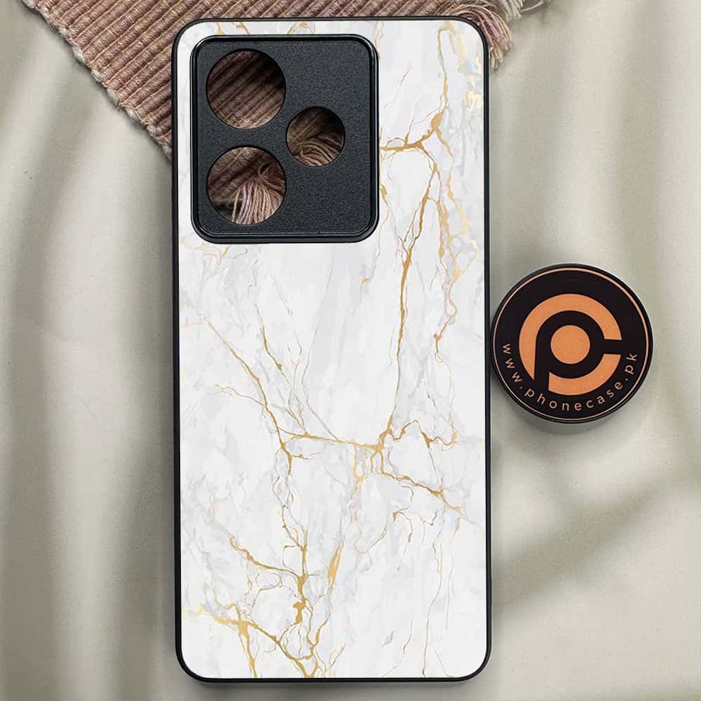 Realme GT 7T - White Marble Series - Premium Metal Printed soft Bumper shock Proof Case