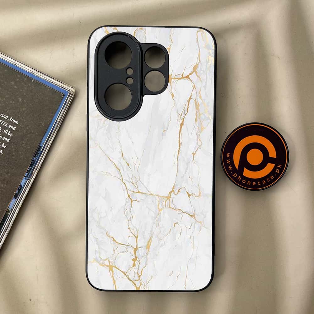 Vivo X200 FE - White Marble series - Premium Metal Printed soft Bumper Shock Proof Case