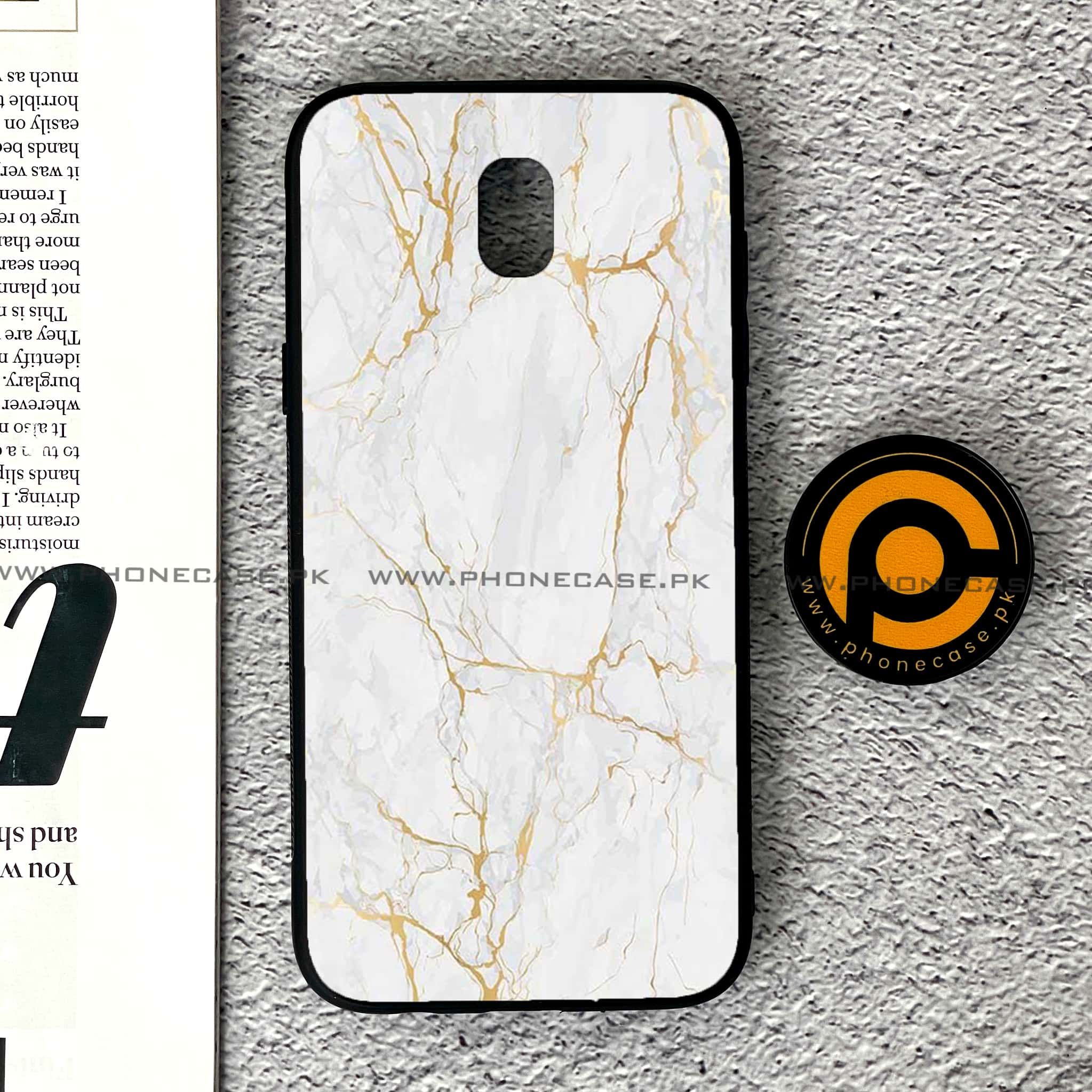 Samsung Galaxy J5 Pro 2017 - White Marble series - Premium Printed Metal soft Bumper shock Proof Case