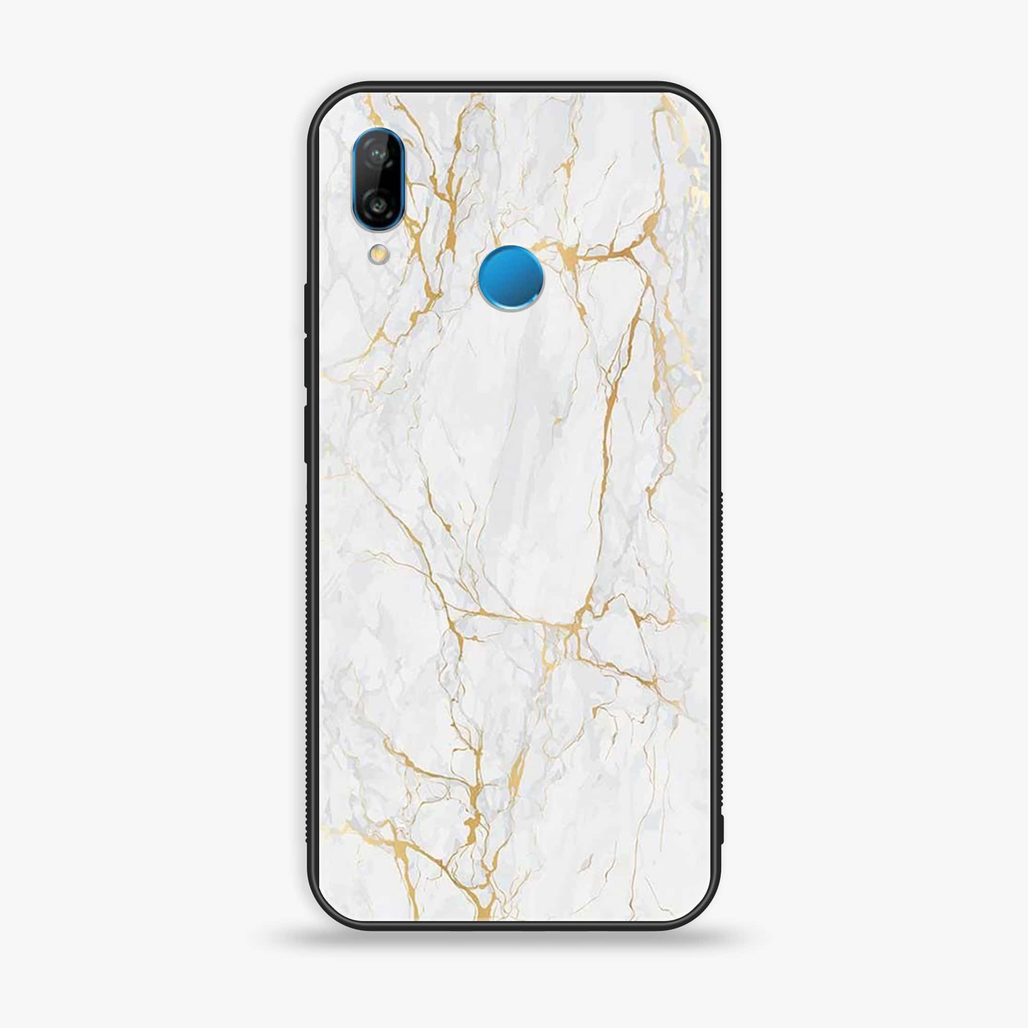 Huawei P20 lite - White Marble Series - Premium Printed Glass soft Bumper shock Proof Case