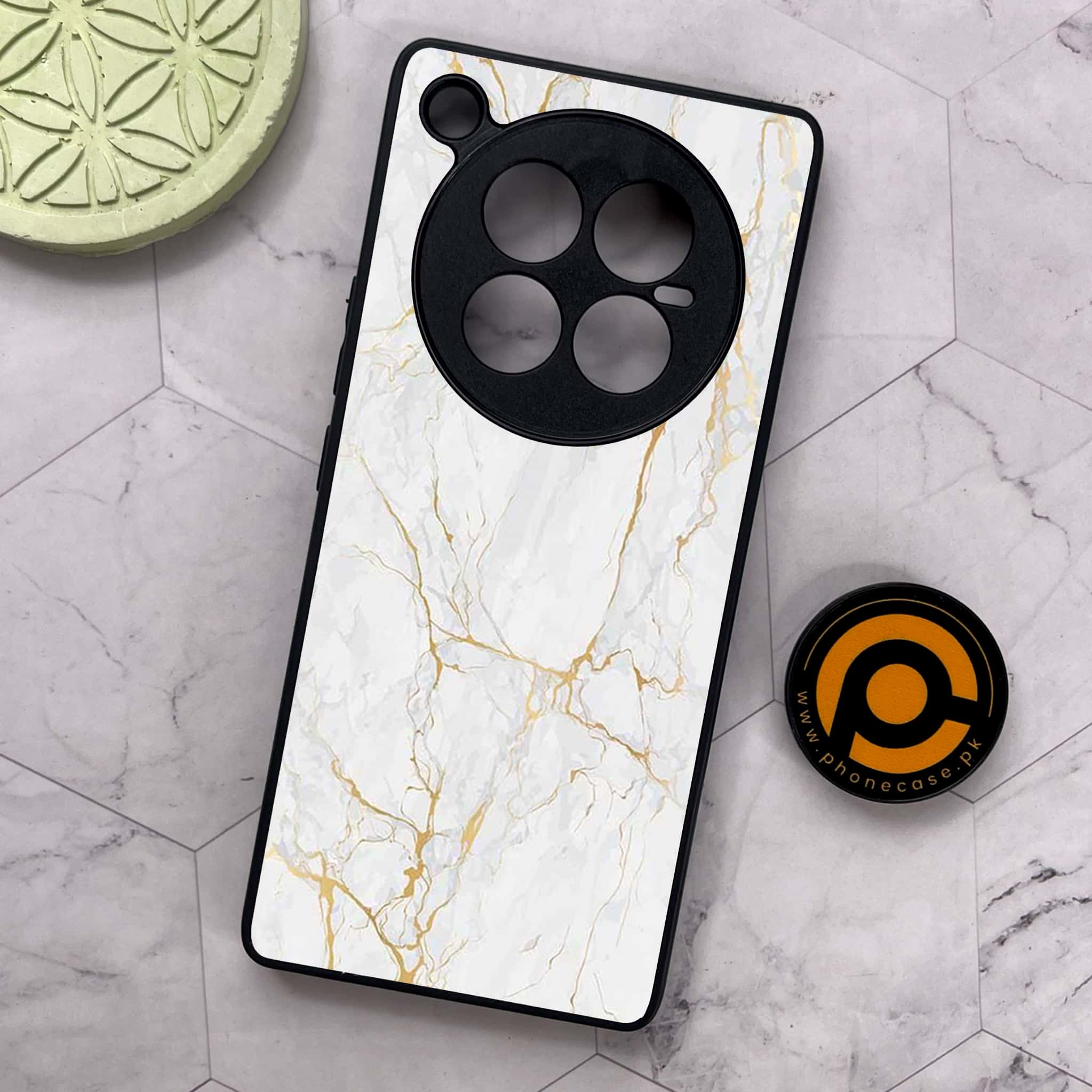 Infinix Zero 40 5G - White Marble Series - Premium Metal Printed soft Bumper shock Proof Case