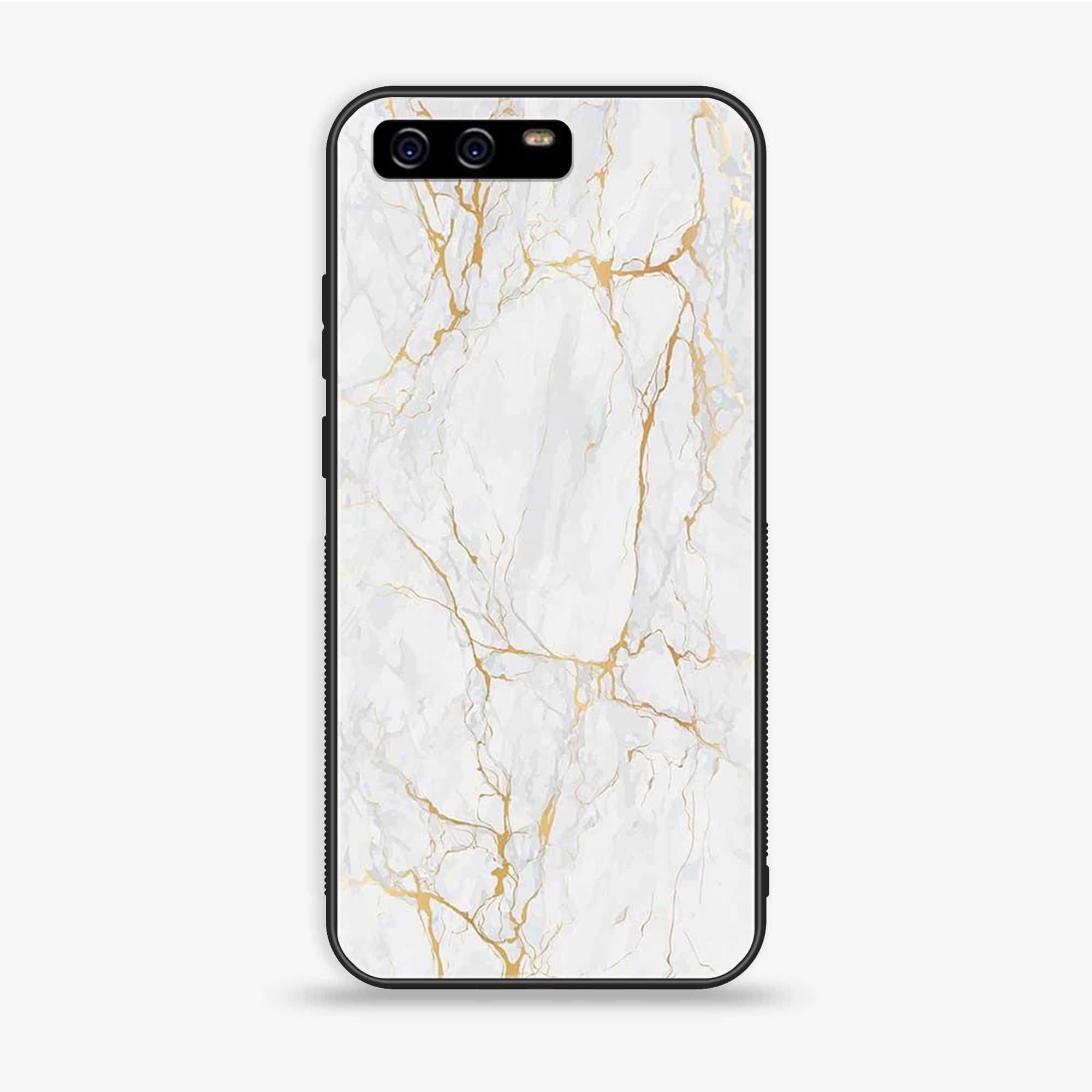 Huawei P10 - White Marble Series - Premium Printed Glass soft Bumper shock Proof Case