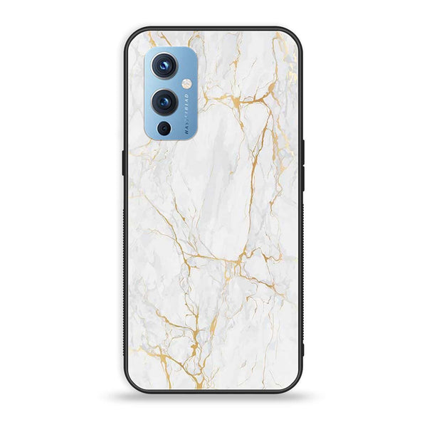 OnePlus 9 - White Marble Design 8 - Premium Metal Printed soft Bumper Shock Proof Case CS-10533