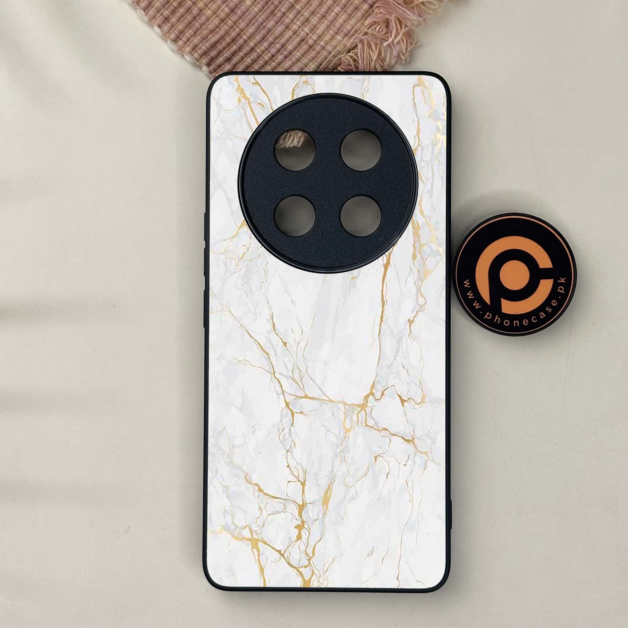 Honor X9c 5G - White Marble Series - Premium Metal Printed soft Bumper shock Proof Case