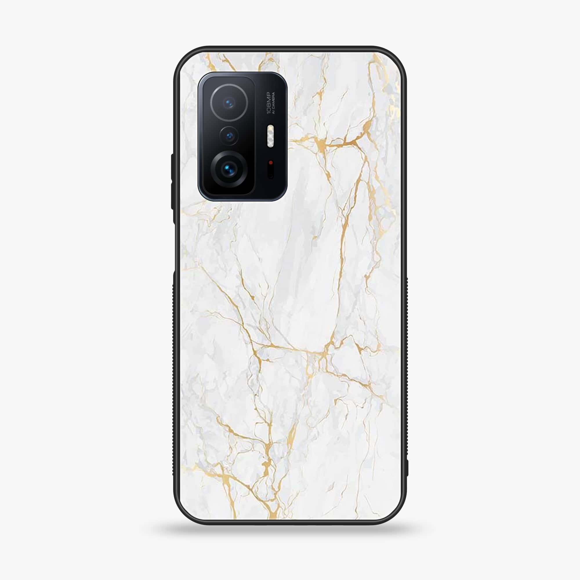 Xiaomi 11T - White Marble Series - Premium Printed Glass soft Bumper shock Proof Case