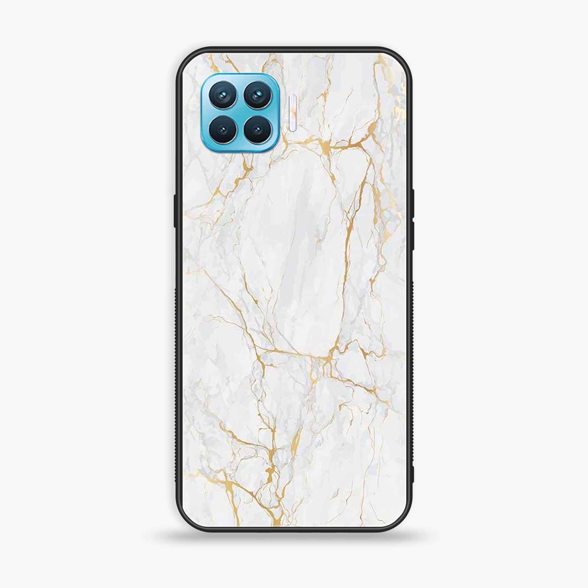 Oppo F17 Pro - White Marble Series - Premium Printed Glass soft Bumper shock Proof Case