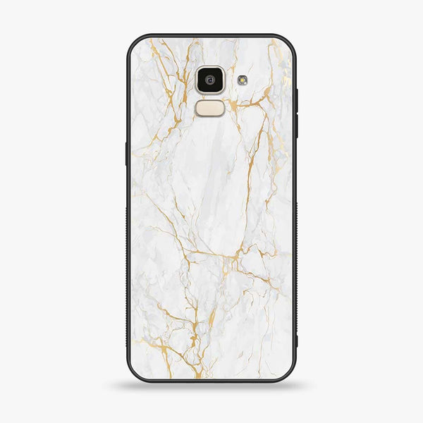 Samsung Galaxy J6 (2018) - White Marble Design 8- Premium Printed Glass soft Bumper shock Proof Case CS-45215